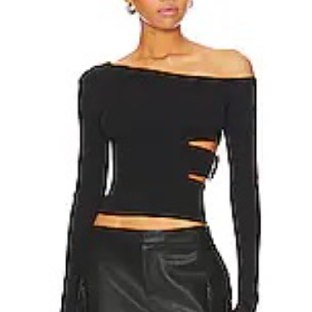 Superdown Black Sweater Top w/ Cutout feature & buckle